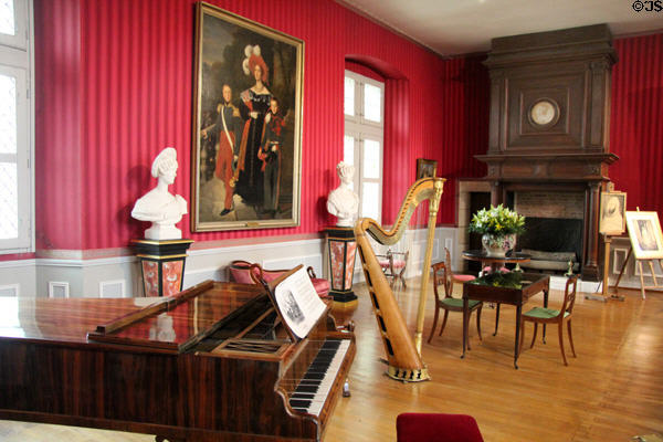Music room in Royal Lodge at Chateau Royal of Amboise. Amboise, France.