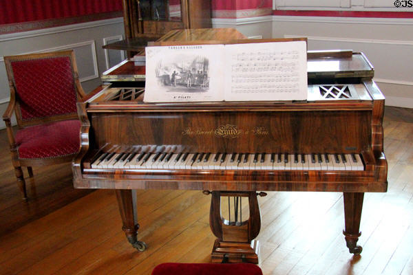 Erard Rio rosewood covered grand piano (19thC) in Music room in Royal Lodge at Chateau Royal of Amboise. Amboise, France.