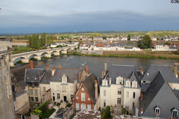 Roofs of Amboise dwellings on Loire River. Amboise, France.