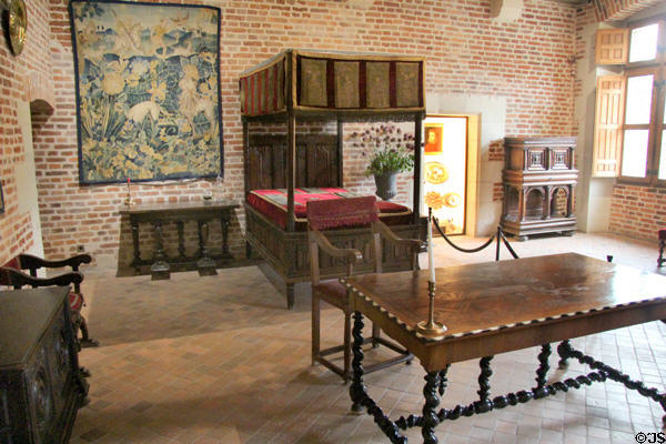 Bedroom of Marguerite de Navarre, elder sister of François I, at Château de Clos Lucé. Amboise, France.