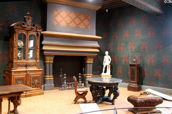 Neo-Renaissance room used as museum of decorative arts at Blois Chateau. Blois, France.