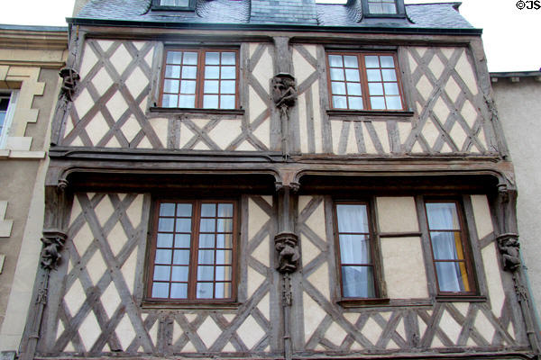 Corbel & half-timbered details of Acrobats house. Blois, France.