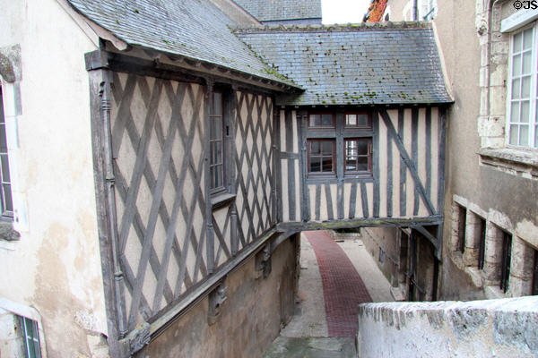 Half-timbered Villebresme house (end of 15thC) which bridges the street. Blois, France.