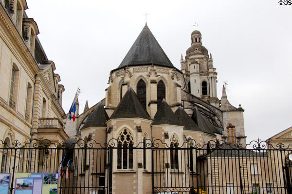 Gothic details of Blois Cathedral Saint-Louis (16thC). Blois, France.