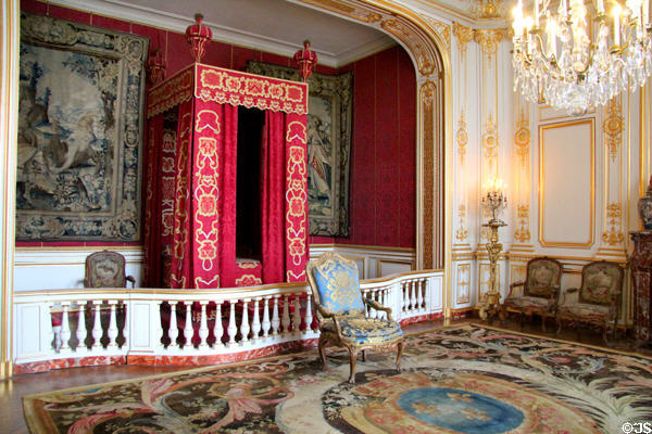 Bedroom in new state apartments built (c1680) for Louis XIV & redecorated in 1748 for Maurice de Saxe at Chambord Chateau. Chambord, France.