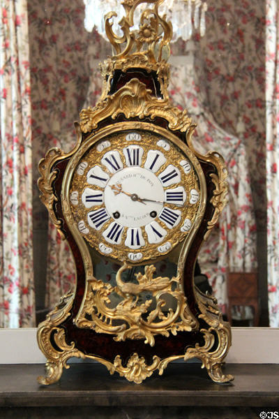 Mantle clock by Causard Horloger Du Roy (S.V. La Cour) at Chambord Chateau. Chambord, France.