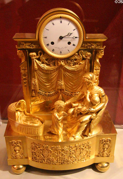 Children of France mantle clock (1820) by Basile Charles le Roy of Paris at Chambord Chateau. Chambord, France.