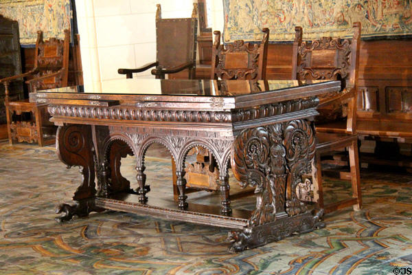 Italian-style walnut table (end 16thC) Council Chamber at Chaumont-Sur-Loire. France.
