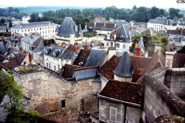 View of Loches town from Loches Chateau. Loches, France.