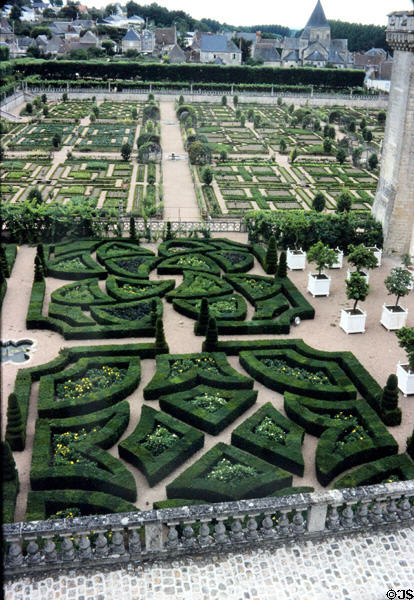 Formal gardens at Villandry Chateau. Villandry, France.