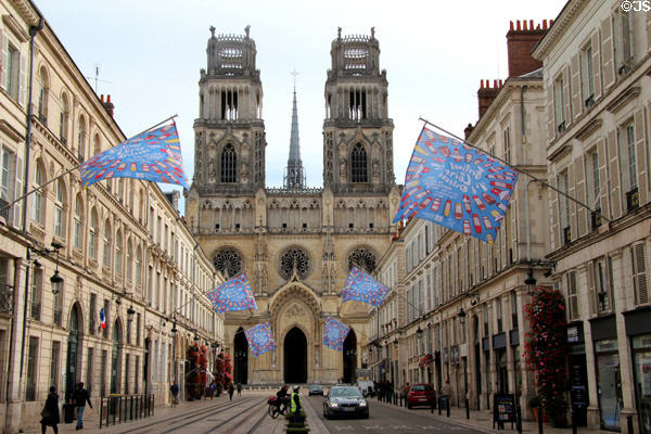 Cathédrale Sainte-Croix d'Orléans at end of rue Jeanne d'Arc. France.