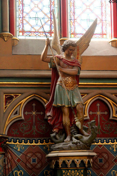 Statue of St Michel Archangel at Orleans Cathedral. France.