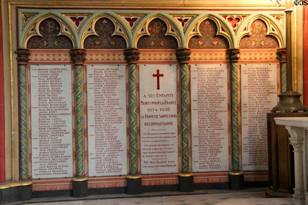 Memorial to Orleans citizens killed fighting in WWI at Orleans Cathedral. France.