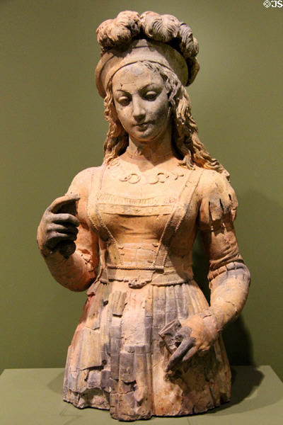 Joan of Arc terra cotta bust (16thC) by unknown sculptor from Normandy at Orleans Beaux Arts Museum. Orleans, France.