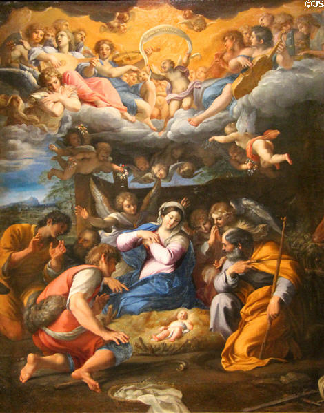 Adoration of Shepherds painting (c1597-8) by Annibale Carracci at Orleans Beaux Arts Museum. Orleans, France.