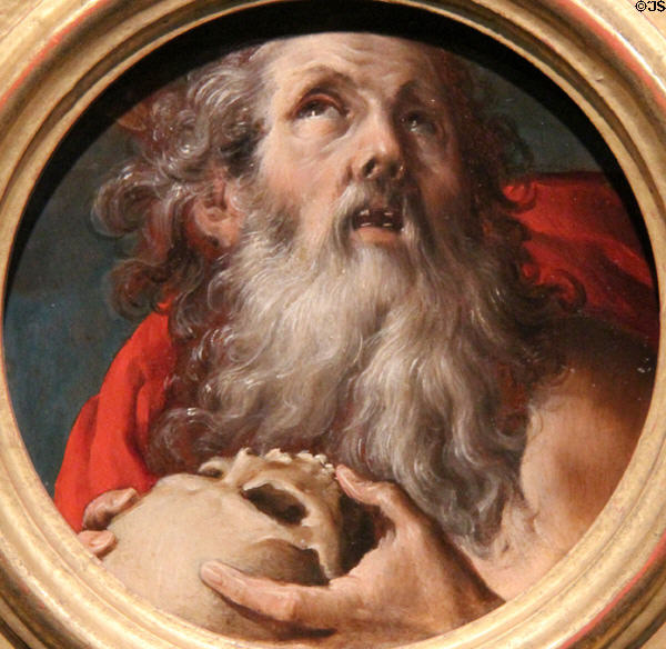 St Jerome painting (end 16thC) by unknown at Orleans Beaux Arts Museum. Orleans, France.