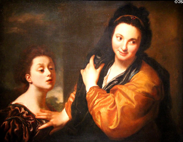 The curious or curiosity painting (1704) by Jean-Baptiste Santerre at Orleans Beaux Arts Museum. Orleans, France.