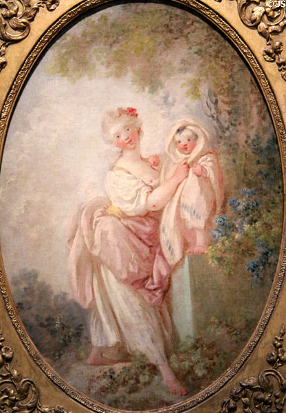 Young woman with child painting (c1763-5) by Jean-Honoré Fragonard at Orleans Beaux Arts Museum. Orleans, France.
