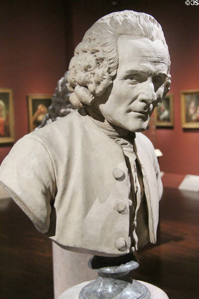 Jean-Jacques Rousseau terra cotta bust (1781) by Jean-Antoine Houdon at Orleans Beaux Arts Museum. Orleans, France.