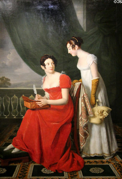 Portrait of wife of the artist & her sister (1808) by Henri-François Riesener at Orleans Beaux Arts Museum. Orleans, France.