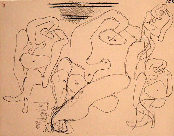 Reclining Bather (Baigneuse allongée) pen & ink on paper (1931) by Pablo Picasso at Picasso Museum. Antibes, France.