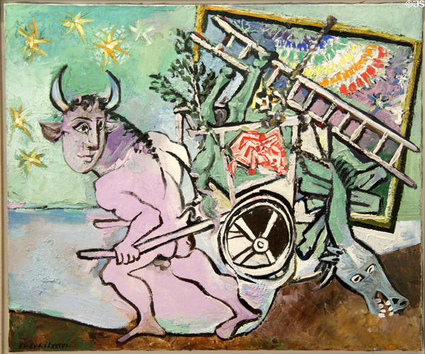 Minotaur with Cart (Minotaure à la carriole) painting (1936) by Pablo Picasso at Picasso Museum. Antibes, France.
