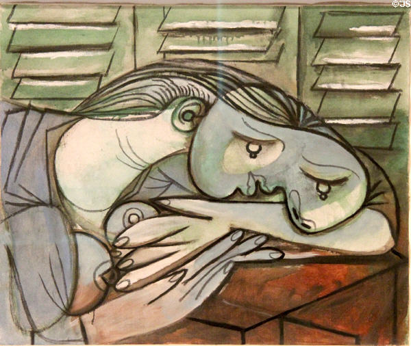 Sleeping Woman with Venetian Blinds (Dormeuse aux persiennes) oil & charcoal on canvas (1936) by Pablo Picasso at Picasso Museum. Antibes, France.