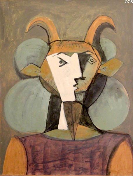 Faun in Purple Coat (Le Faune au manteau violet) oil & ink on paper (1946) by Pablo Picasso at Picasso Museum. Antibes, France.