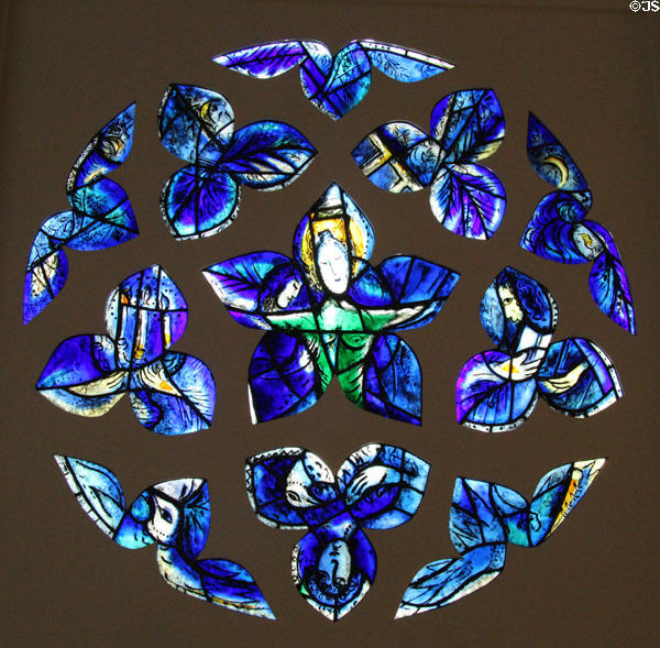 Blue Rose (La Rose Bleue) stained glass window for Metz Cathedral (1961) by Marc Chagall at Chagall Museum. Nice, France.