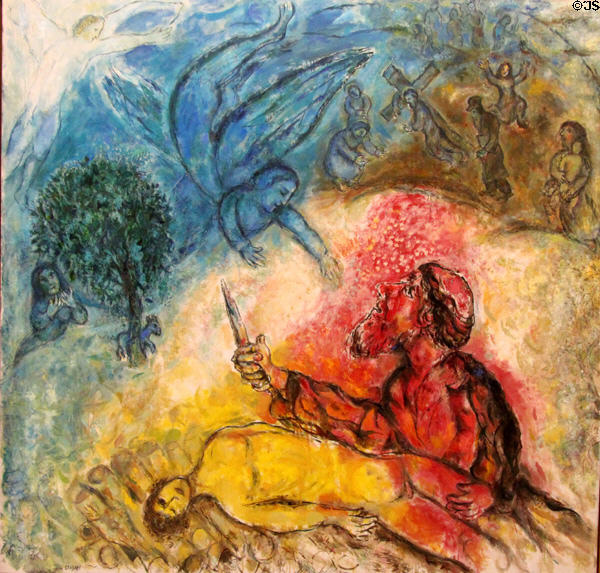 Sacrifice of Isaac painting (1960-66) by Marc Chagall at Chagall Museum. Nice, France.