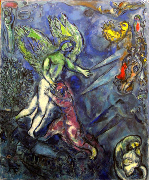 Jacob Wrestling with Angel painting (1960-66) by Marc Chagall at Chagall Museum. Nice, France.