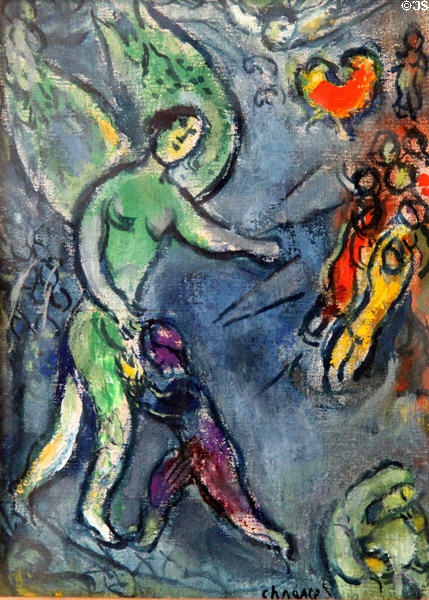 Fight of Jacob & Angel (La Lutte de Jacob et de l'Ange) painting (1960-66) by Marc Chagall at Chagall Museum. Nice, France.