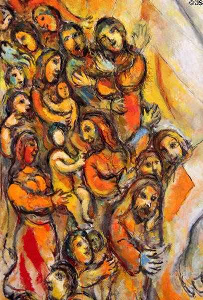Detail of Israelites awaiting Moses in Moses Receiving the Tablets of the Law painting (1960-66) by Marc Chagall at Chagall Museum. Nice, France.