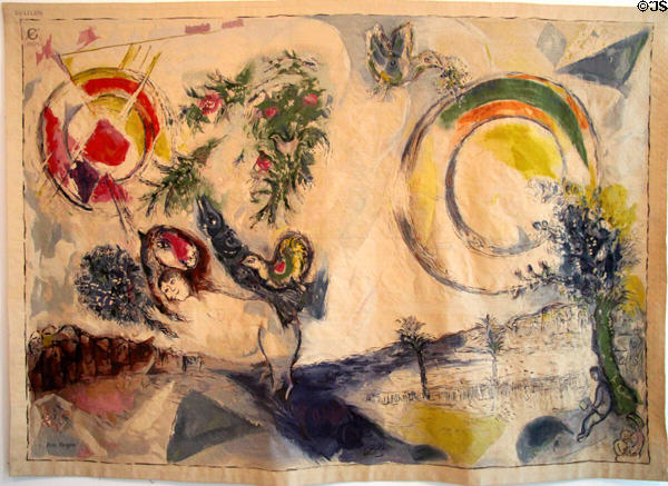 Mediterranean Landscape (Paysage Méditerranéen) tapestry (1971) by Marc Chagall at Chagall Museum. Nice, France.