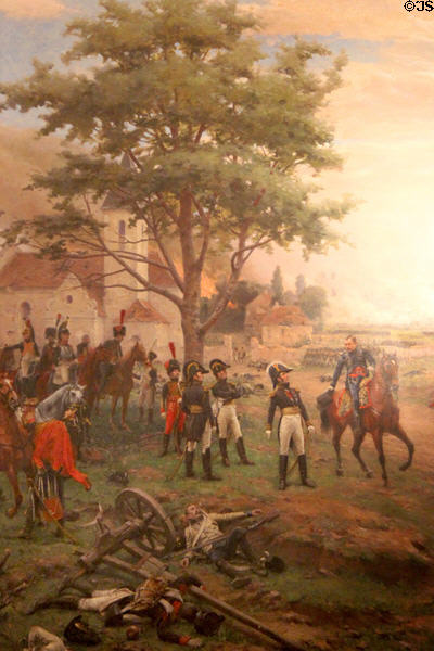 Battle of D'Essling on May 21-22, 1809 from series of paintings (1901) of Marshal Masséna's military history by Paul-Louis-Narcisse Grolleron at Masséna Museum at Masséna Museum. Nice, France.