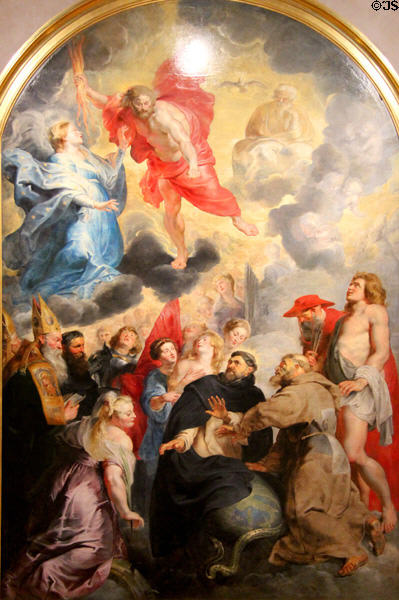 St Dominic & St Francis of Assisi Protecting World from Christ's Wrath painting (c1618-20) by Peter Paul Rubens at Beaux-Arts Museum. Lyon, France.