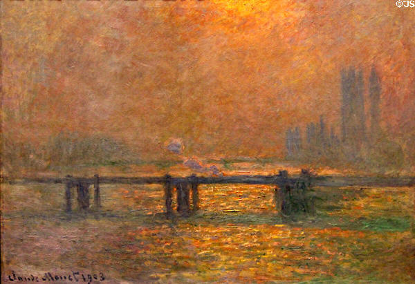 Thames at Charring-Cross London painting (1903) by Claude Monet at Beaux-Arts Museum. Lyon, France.