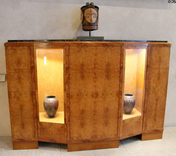 Sideboard (1925) by Léon Albert Jallot with African mask & vases of the 20s at Beaux-Arts Museum. Lyon, France.