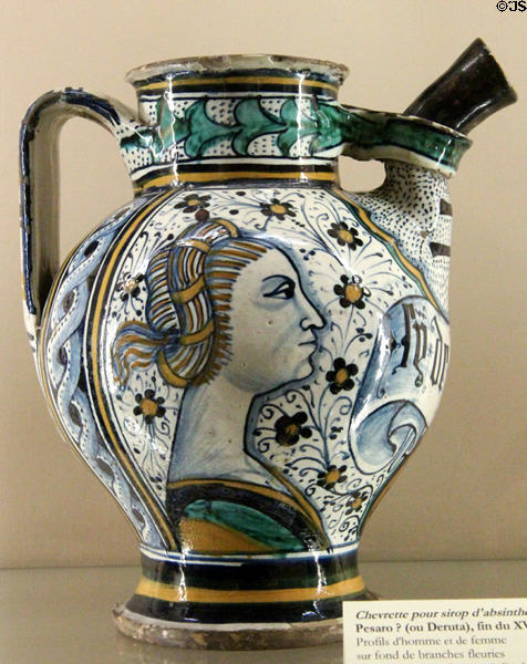 Ceramic jug for absinthe (end of 15thC) at Musées des Arts Décoratifs. Lyon, France.