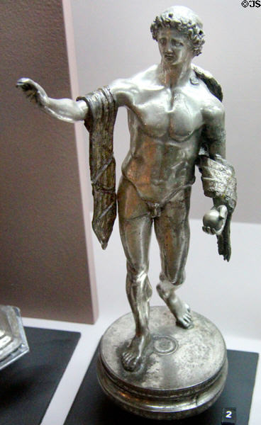 Roman silver statuette of Apollo from Vaise treasure horde (end 3rdC) at Gallo Roman Museum. Lyon, France.