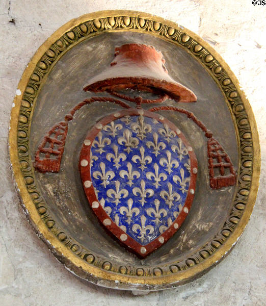 Plaster mold of coat of arms of French cardinal Philippe d'Alençon at Papal Palace. Avignon, France.