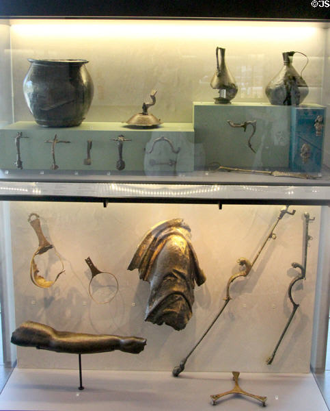 Roman-era metal objects found in Rhone River were probably for scrap metal trade at Arles Antiquities Museum. Arles, France.