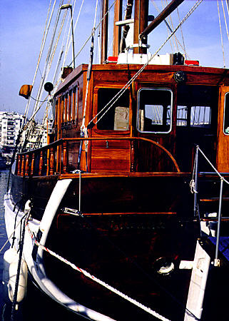 Yacht in harbor at Piraeus port. Greece.