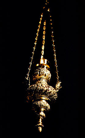 Katholikon lamp in Ossios Loukas. Greece.