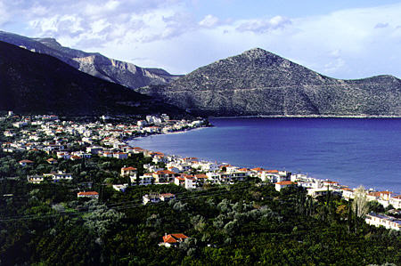Tiros Sapouneika and Paralia Tirou on the Arcadian coast. Greece.