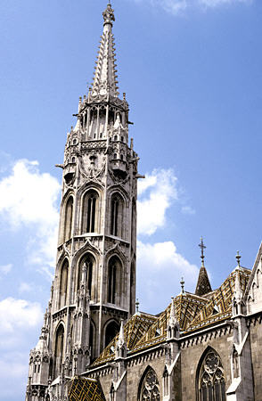 Tower of St Matthias Church in Budapest. Hungary.