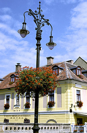 Art Nouveau lamp post on Dobó István tér in Eger. Hungary.