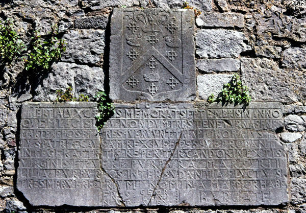 Engraved inscription at ruins of Kilmallock Abbey. Ireland.