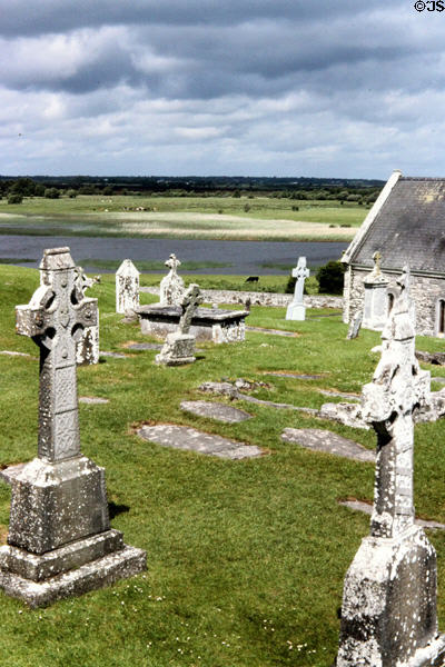 Tall Crosses at Clonmacnoise. Ireland.