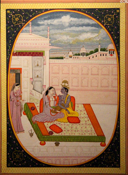 Graphic of Krishna & Radha (c1810) from India at Chester Beatty Library. Dublin, Ireland.